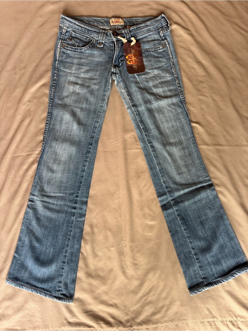 Frankie B. Light Blue Boot Cut Jeans with Back-Pocket Stitching